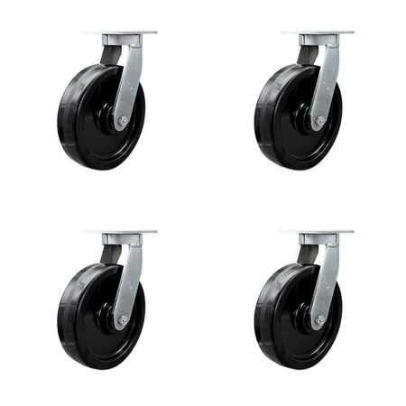 Service Caster 10'' Extra Heavy Duty Phenolic Wheel Swivel Caster Set with 2 Swivel Locks, 4PK CRAN-SCC-KP92S1030-PHR-BSL-2-S-2